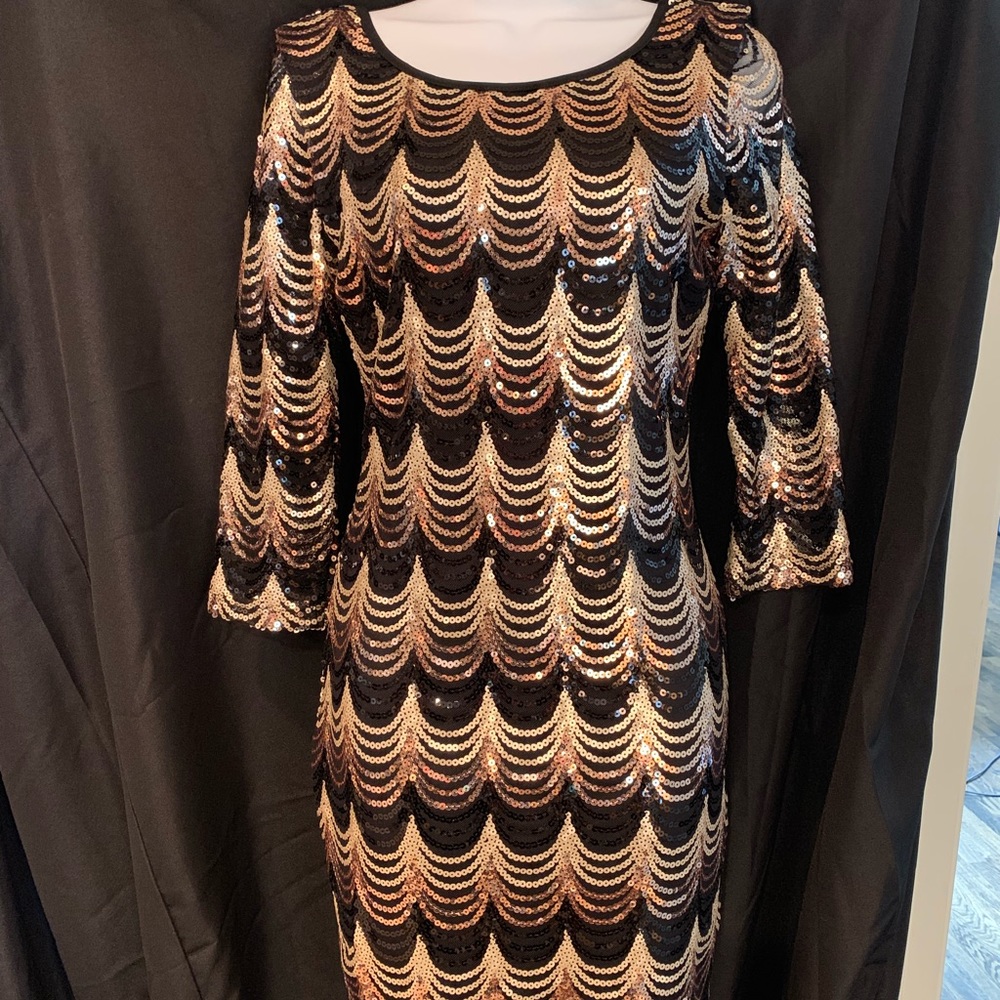 Marciano Sequin on mesh lined dress